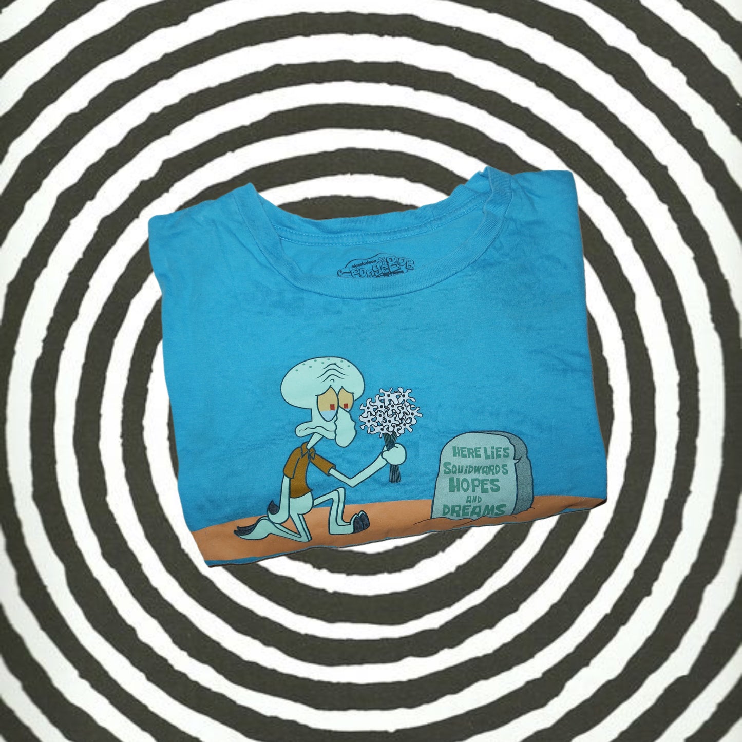 SpongeBob SquarePants Here Lies Squidward's Hopes and Dreams Blue T-Shirt -XL