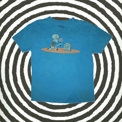 SpongeBob SquarePants Here Lies Squidward's Hopes and Dreams Blue T-Shirt -XL