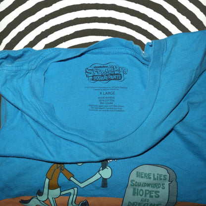 SpongeBob SquarePants Here Lies Squidward's Hopes and Dreams Blue T-Shirt -XL