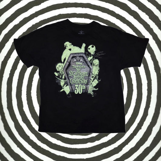 The Nightmare Before Christmas 30th Anniversary Glow-In-The-Dark Tombstone T-Shirt Hot Topic Exclusive -XL