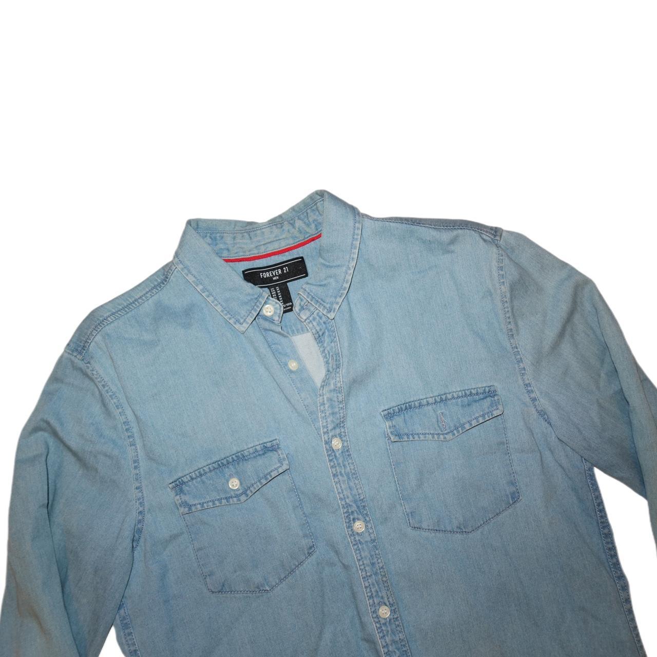 Forever 21 Shirt Denim Snap Button Up Long Sleeve Men’s -Medium