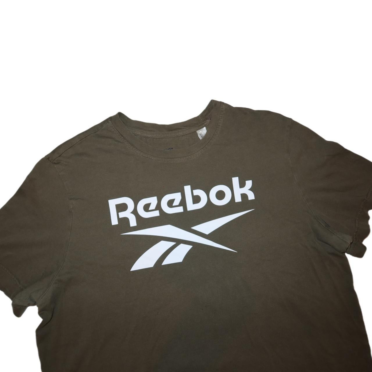 Reebok large logo Khaki Green T-Shirt Men’s -XL