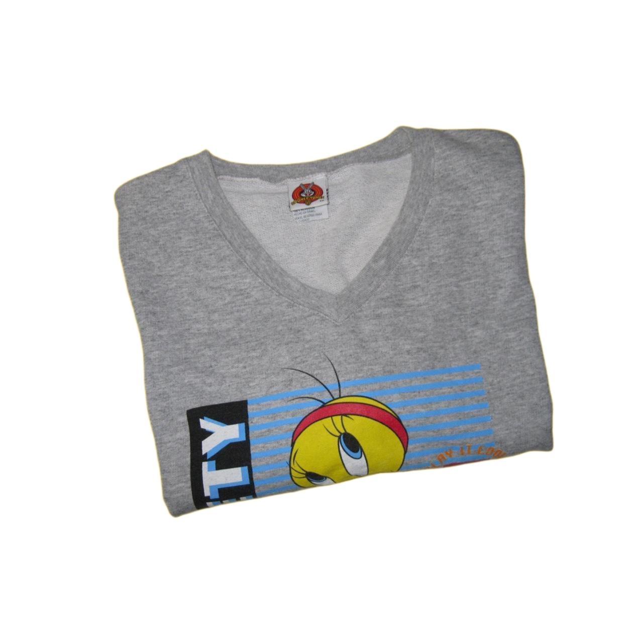 1998 Looney Tunes Tweety Bird Sports Master Grey Women's Crop Top -XL